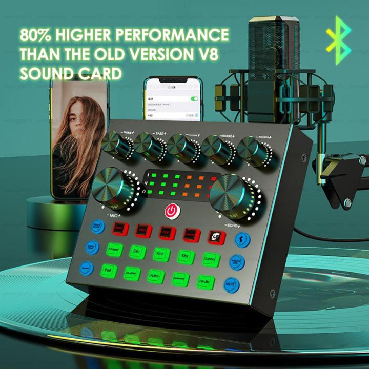 V8s Sound Card with 2 mics input  for Live Streaming & Karaoke