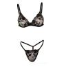 Black Net Embroidery Bikini Set. 