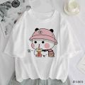 T-SHIRT FOR WOMEN, CUTE PANDA PRINTED T-SHIRT, CUTE T-SHIRT, LADIES T-SHIRTS. 