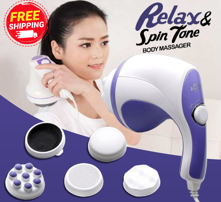 Relax and Spin Tone Massager - 5 in 1 Full Body Massager, Relax Spin Tone Body Massager Very Powerful Face, Back, Head, Neck, Leg Full Body Massager for Muscles Relief, Fat Burning, Reduces Weight  Slimming Toning & Relaxing Massager Machine Roller