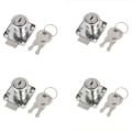 "4 Pcs Cylinder Screw Locks with Key - Silver Chrome Finish Furniture Locks for Drawers, Desks, Wardrobes, Cabinets, Secure Lock Mechanism, Includes 2 Keys, Screws, and Rings". 