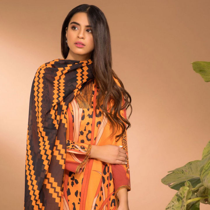 Sapphire Official Daily Slub Lawn/Khaddar Unstitched 3 Piece for Women - Jungle Safari B - Daraz Exclusive