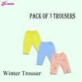 Pack of 3 Baby Trouser Kids Babies Diaper Casual Pajama in Multicolor Winter Trousers Garam Clothes Infant Winter Warm Trouser Small Size. 