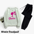 Trendy Fashion Come on Let's Go Party Barbie Printed Sweatshirt Fabric Fleece Sweatshirts and Trouser Winter Collection Gym Sports Casual Wear Outdoors for Women at Outlet Store. 