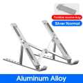 New Laptop Stand Adjustable Metal Stands, Portable Folding Aluminum Lap top Riser Holder with Adjustable Height for Desk, Foldable Ventilated Cooling With Anti Slip Rubber Grips Silver Laptop Accessories Compatible for Laptops, Macbook, Tablet, Notebook. 