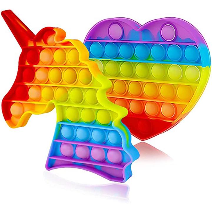 Pack Of 2 Popits Unicorn and Heart Shaped Soft Silicon Material Popits For Kids