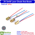 3 pcs Laser Diode Brass Module 3V 5mW Red 650nm 6mm OD for DIY, CNC & Electronics Projects by Electrica. 