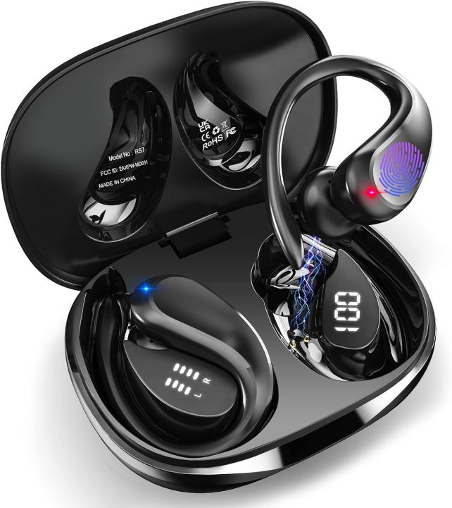 RS7 True Wireless Sports Earbuds with Dual LED Display and IP7 Waterproof for Sports 40hrs Playtime Bluetooth 5.3