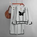 Turkish Summer Flying Butterfly  Printed Co-Ord Set for Women - Warm & Stylish Loungewear Grey Colour By Zarhas.pk. 