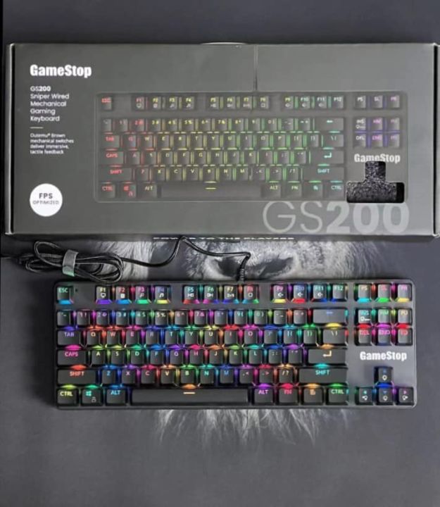GameStop GS200 RGB Gaming Mechanical Keyboard - Outemu Brown Switches - 1000Hz Polling Rate - FPS Sniper (Black)
