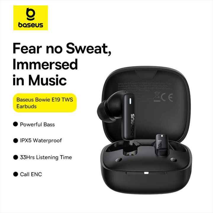 Baseus Bowie E19 Wireless IPX5 Waterproof Bluetooth Earphone With 2 ENC Mics Earbuds Strong Bass Earbuds Wireless Sport 33h Music Time