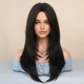 high-quality natural layered layered wigs women's figure eight bangs, gradient long straight hair, full head set. 