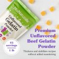 NuNaturals Unflavored Beef Gelatin Powder, Instantly Thickens, Stabilizes, and Texturizes, 1 lb. 
