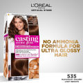 LOreal Paris Casting Creme Gloss - 535 Mahogany Golden Light Brown Hair Color. 