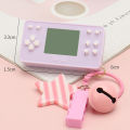 Retro Game Console Handheld Button Control with Keychain Drop Resistant Visual Training Building Block Retro Game Console for Children. 