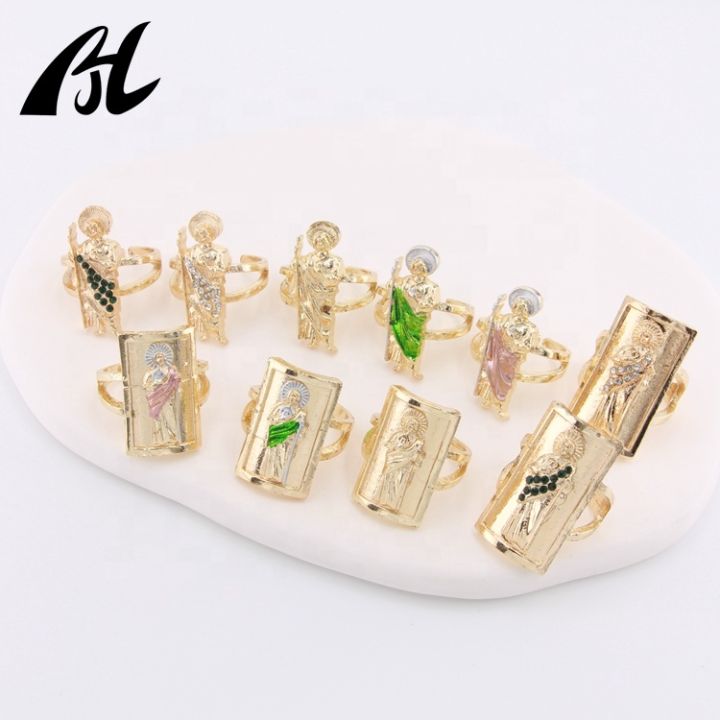 New Fashion San Judas Tadeo Rings Simple Designs Jewellery Men Rings Gold Plated Signet Ring