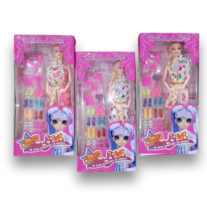 Cute Barbie_Fashion Doll With Long Hairs and Aceessories Included - Box Packed