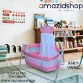 Amazidshop baby Cot Swing In Metal Frame Bed & Cradle  With Stand Support & Mosquito Net for 0-10 Month baby M2dx. 