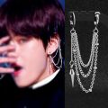 1pc Steel Punk Hiphop Leaf Cross Cone Star Earrings For Men Women Fashion Korean Idol Chain Earring Jewelry Gifts. 