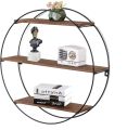 Wall Shelf Round Floating Shelves Sturdy Wood Metal Decorative Shelf for Living Room Bedroom Bathroom Kitchen Office, Color Black -Size 19.6″ Approximately Customize by HB Steel Fixerr. 