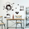 Happy Girl Chef Loves Cooking Wall Sticker Restaurant Bar Kitchen Dining Room Fridge Light Switch Decal Diy Art Home Decor | 3d Wall Stickers For Kitchen Waterproof | Wall Stickers For Kitchen Tiles | Kitchen Stickers For Wall Decoration. 