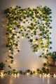 1Pc Artificial Plant Leaves Bail With Fairy Lights Battery Operate 7Ft Artificial Leaves Bail With 1Ft Fairy Light String Length  Leaves Garland With LED Lights For Room Decor  Wall Hanging Decor Home Decoration. 