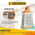 Stainless Steel Manual Grater Kadu Kash 6 Sided for Cheese Fruits Vegetables And More 6x5 inches. 