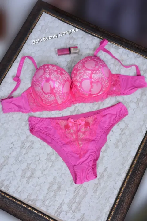 Dark%20Pink%20Net%20Soft%20Pad%20Sexy%20Bra%20and%20Sexy%20Panties%20Set%20For%20women%20-%20Image%203