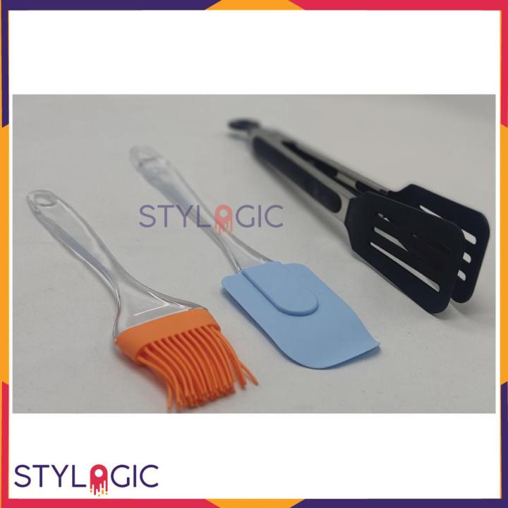 Silicone Cake Spatula , Brush And Tong Set