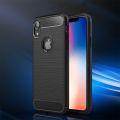 For iPhone XR Brushed Texture Carbon Fiber Shockproof TPU Protective Back Case. 
