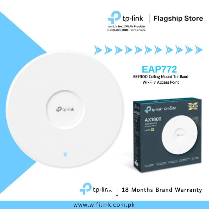 TP-Link Access Point EAP772 BE9300 Ceiling Mount Tri-Band Wi-Fi 7 Access Point - 18 Months Brand Warranty