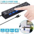 Usb 2.0 Hub Multi Usb Splitter Power Adapter  Mouse Keyboard U Disk Card Reader Printer Expander With Switch For Pc Q7u1（1）. 