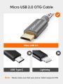 6 Inch 2.0 OTG Cable Braided Data Transfer Micro USB Male to USB Female Adapter. 
