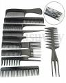 10 Piece Professional Black Hair Styling Comb Set. 