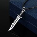 Supernatural Knife Letter Necklace Fashion Knife Kurdish Ruby Blade Retro Pendant Movie Jewelry Accessories. 