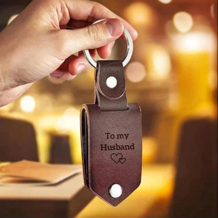 Personalized Leather Keychain with Photo and Text, Meaningful Gift