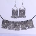 ANTIQUE AFGHANI CHOKER FOR ALL AGES SILVER WITH EARRINGS COLOR GOLDEN. 