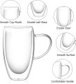 350/450ml Double Wall Glass Coffee Mugs Insulated Clear Borosilicate Glasses Cup With Handle Juice Milk Tea Cups For Gifts. 