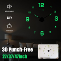 DIY 3D Luminous Wall Clock Neon Acrylic Glow Design Creative Quartz Large Size 24x24 for Living Room and Office. 