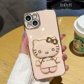 AnDyH Casing For vivo Y21 2021 Y21s Y33s Y21t Y21a Y21e Y33t T1x 4G Y21G Case Cartoon Fashion Hello Kitty Plating Reversible Mirror Folding Stand Phone Case Shockproof Phone Casing Full Lens Cover Camera protective Softcase. 