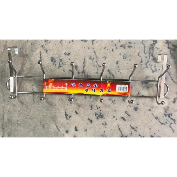 6 Hooks Delux Heavy Duty Stainless Steel Hook Over Door Hanger Chrome