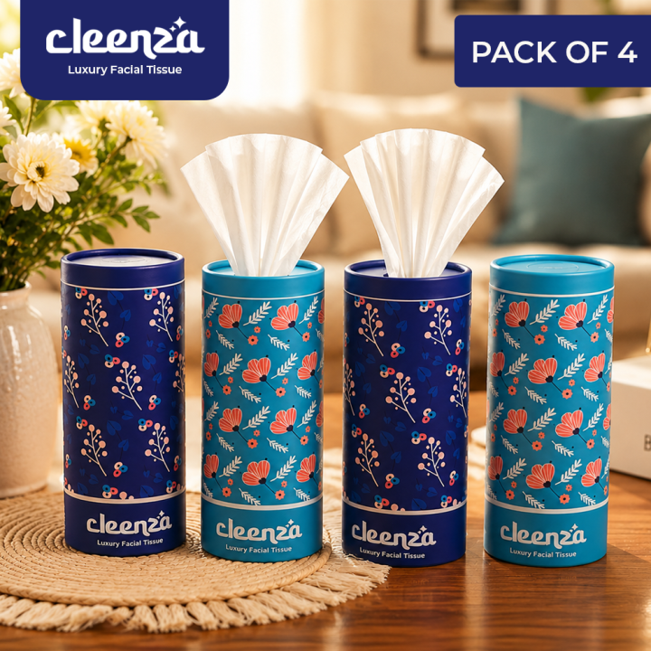 Car Tissue Box  Cleenza Premium 3 Ply Facial Tissue  Pack of 4  Imported Car Tissue  Cup Holder Tissue  Car, Home & Office