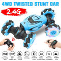 Gesture Induction Double Flip RC Twisted Stunt Car for Boys Girls Kids Toy with Light & Music 4WD Off Road Vehicle Truck Toys Double Sided 360° Rotating 2.4GHz Remote Control Watch Car Twister 4 Wheel Hand Gesture Sensing Sensor Move Twist Cars Chargeable. 