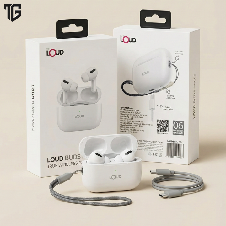 LOUD Buds AT2 Pro New Bluetooth Earbuds with Voice Assistance, Smart Touch Control, and Extra Bass - Wireless Earphones with Magnetic Charging Case