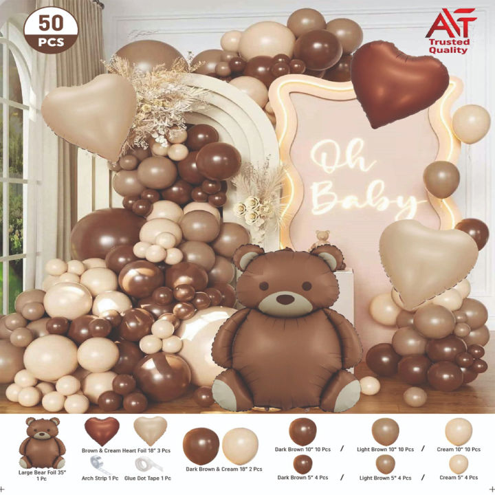 Large Teddy Bear Balloon Theme 50 Pcs Birthday Party Decoration Set ...