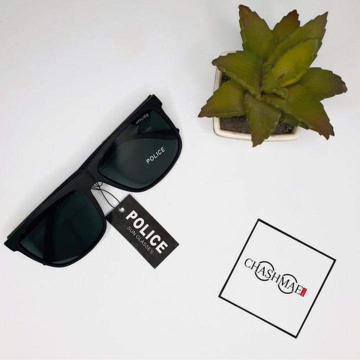 Original Imported Optical Sunglasses - Police Gents Fashion Glasses Geometric Shape Golden Logo - Black