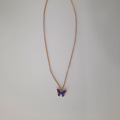 Girls Butterfly Multi Shaded Long Chain - Fashionable Butterfly Necklace For Womens - Crystal Never Fades Colorful Pendant For Ladies. 