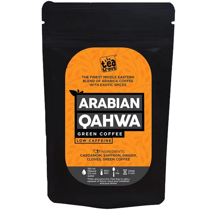 Arabian Qahwa Green Arabica Coffee (100 Gm, 50 Cups) Beans Powder with Natural Herbs and Spices for Weight Loss with Loose filters | Brew as Hot Arabic coffee