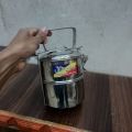 2 Layer Tiffin Food Carrier Lunch Box Stainless Steel Dabba. 
