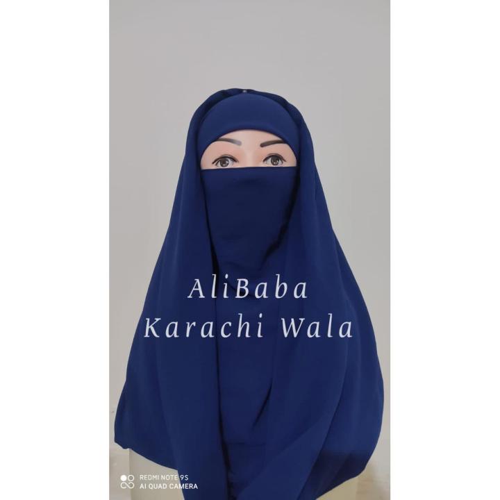 Beautiful Misri Hijab with Niqab and Cap premium Stuff Quality Hijab